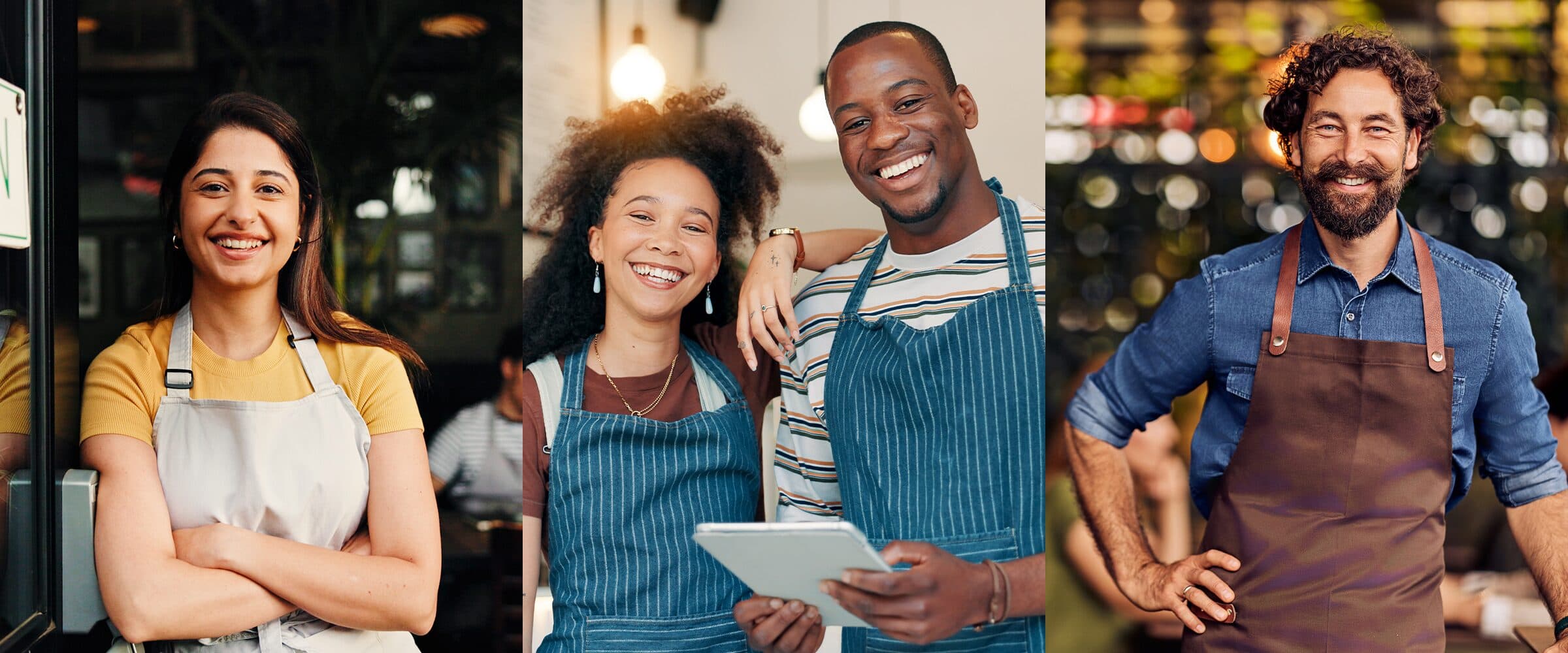American small business owners at work in their shops and on their farms
